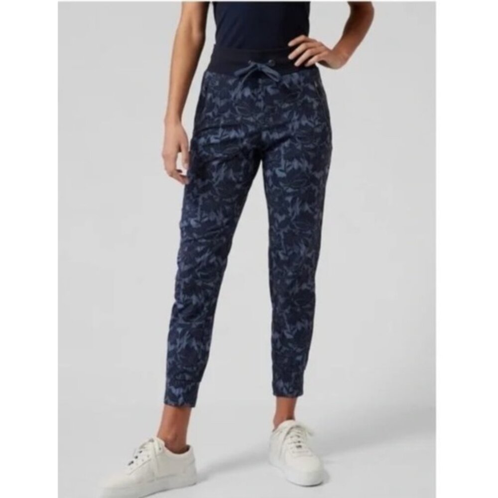 Floral Trekkie Athleta Size 8 Blue Ethereal Bloom Cottage North Jogger Pants